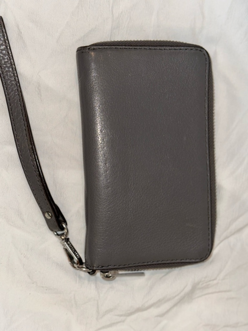 Michael Kors Dark Gray Leather Zip Wristlet - Picture 2 of 7